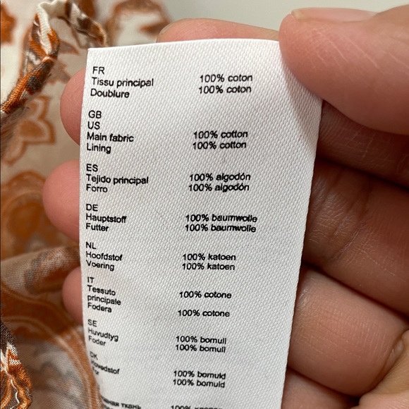 NWOT Maje paisley Orange and Cream printed cotton High Low stretchy Skirt as is - Picture 14 of 16